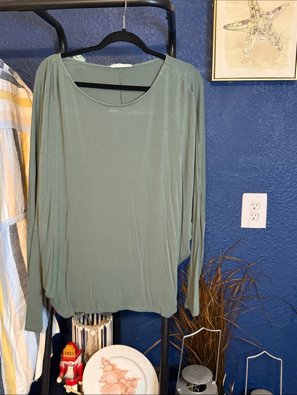 Double Zero Sage Green Long Sleeve Lightweight Top